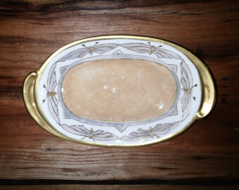 ANTIQUE Nippon HAND-PAINTED, Trinket or Soap Dish with handles, Signed 1916