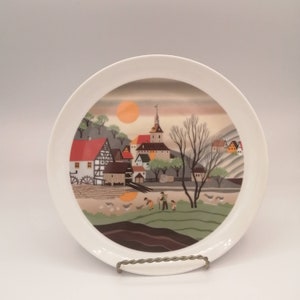 Vintage YAMAKA Fine Bone China Collectible Plate, &#39;Muhle in Franken&#39;, by Artist Barbara Furstenhofer, Made in Japan