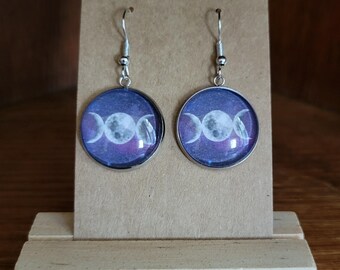 Triple Moon Goddess Earrings