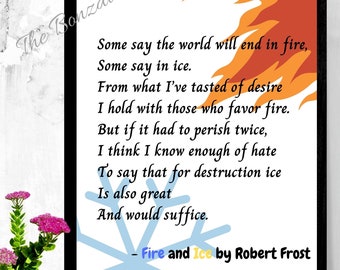 Fire And Ice Poem Print Etsy