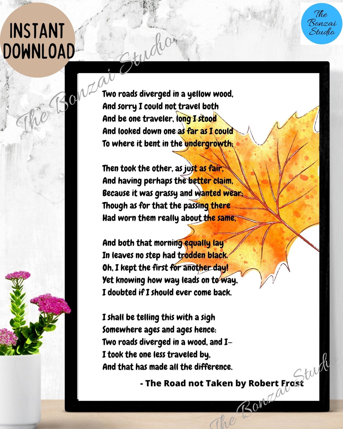 Road not taken Poem Printable Wall Art Print Quotes Poem | Etsy
