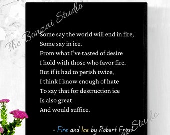 Fire And Ice Poem Print Etsy
