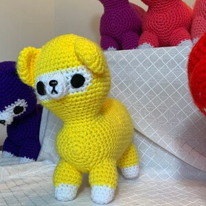 Crochet Alpaca stuffed animal, llama, amigurumi, lemon yellow, handmade
