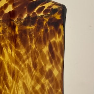 MCM Italian Leopard Glass Vase Tortoise Shell Hand Blown Art Murano Style 12”