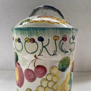 Vintage Mid-Century Modern Large Lidded Apple Shaped Fruit Cookie Jar 10h