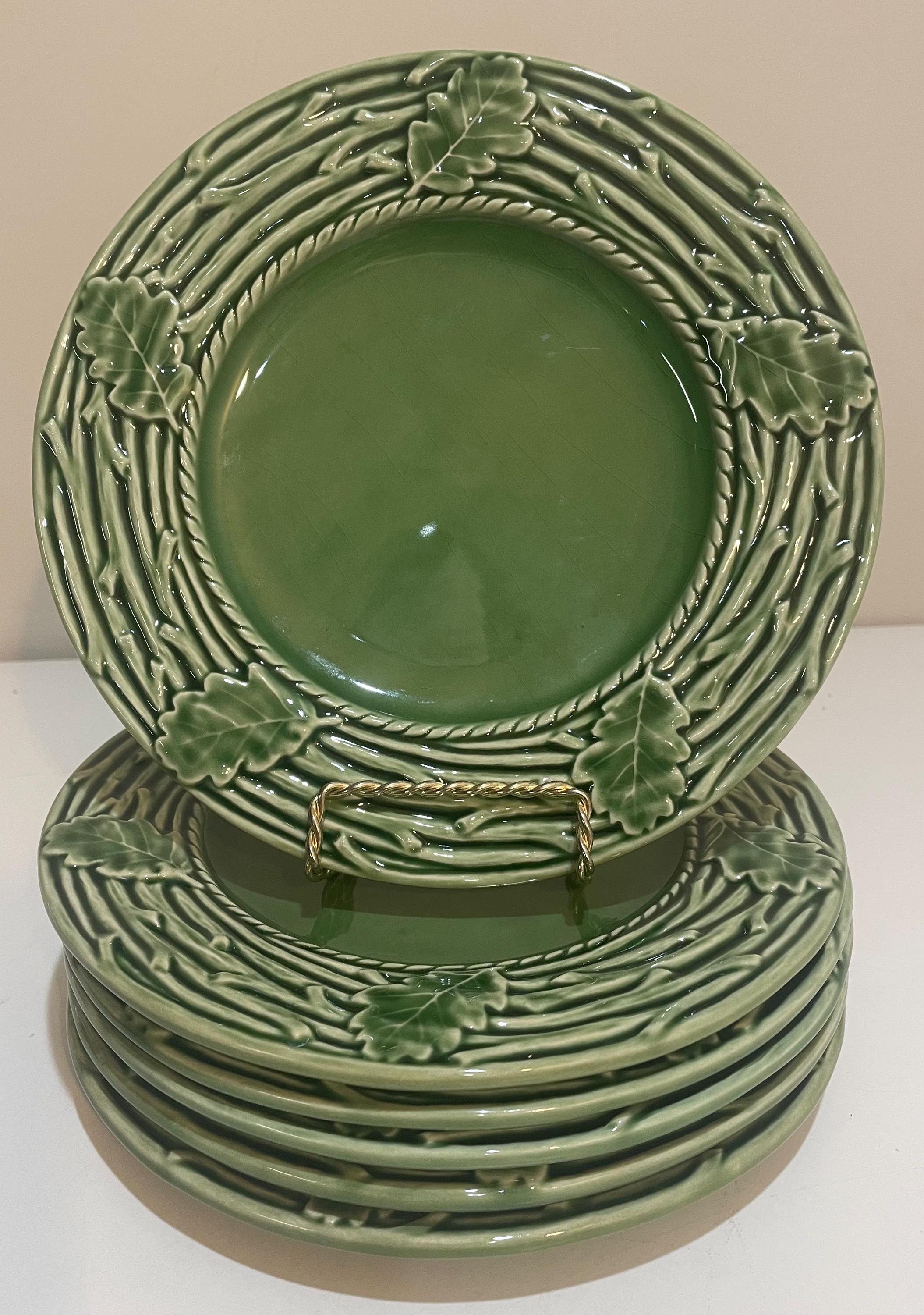 Vintage Bordallo Pinheiro Majolica Salad Plates: Oak Leaf Acorn