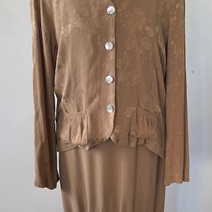 Vintage Edwardian Style Ladies Skirt Jacket Camel Color Walking Suit - Size Med-Lg - Downton Abbey Titanic Somewhere in Time Costume