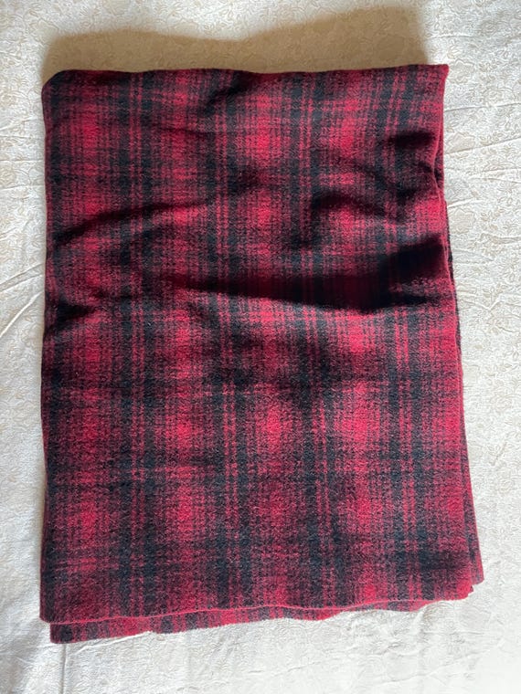 Woolrich Lot of 2 Vintage Wool Blankets Throws Red Black Plaid Original Made in USA Etsy