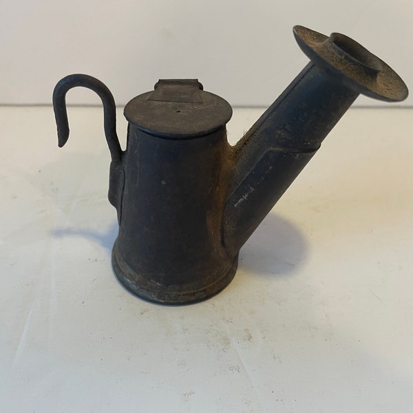 Tin Miners Lamp Oil Light Hat Teapot Lantern Coal Mining Region PA Vintage Primitive Antique USA