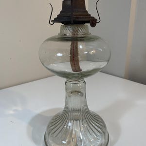 Glass Oil Lamp 11 1/2” Tall Antique Kerosene Light