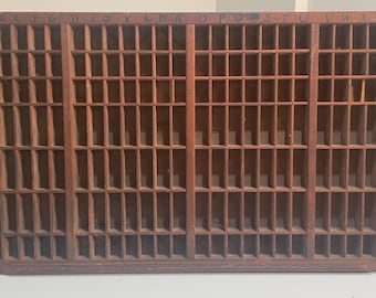 Antique Wooden Printers Drawer Letterpress Tray Shadowbox Display Case