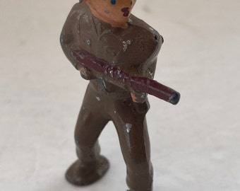 Vtg Barclay Manoil Lead Toy Soldier Soldier Machine Gunner Standing WW1 USA