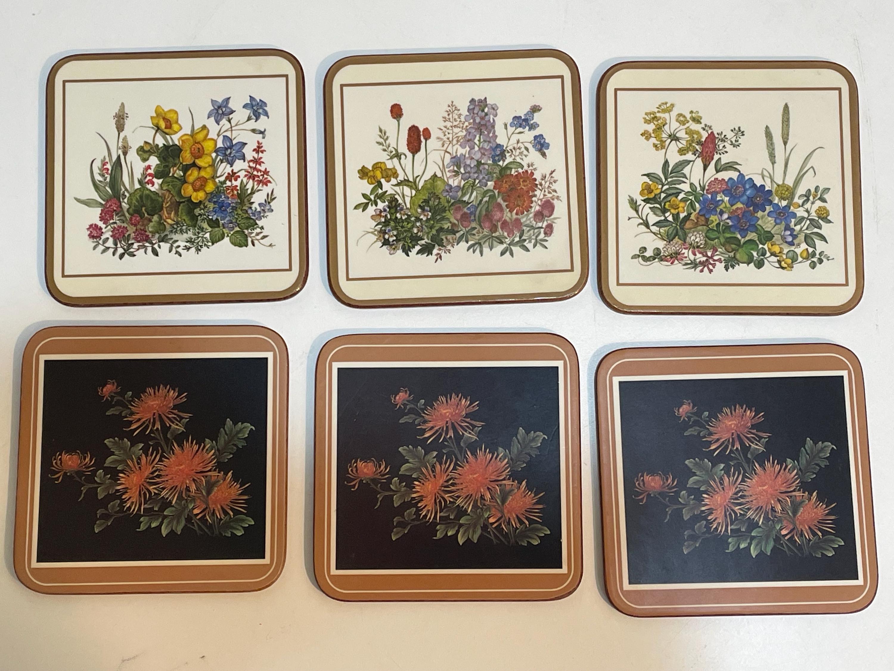 Pimpernel Coasters Set of 6 Mixed Floral Made in England Vintage 
