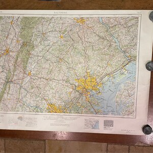 Vintage Baltimore MD kaart 1957 Ed USGS Hagerstown Md herziene 1969 gedrukte 1971 US Geological Society topografische grote blad kaart
