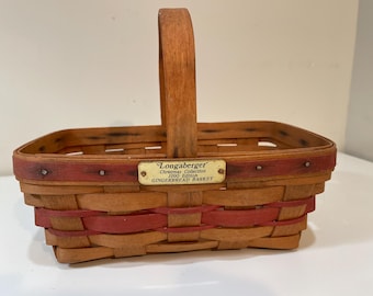 Longaberger 1990 Julkollektion Röd pepparkakskorg Handvävd Signerad