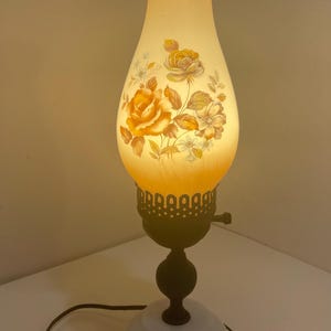Vintage Floral Milk Glass Hurricane Lamp Shade: Ruffled Chimney