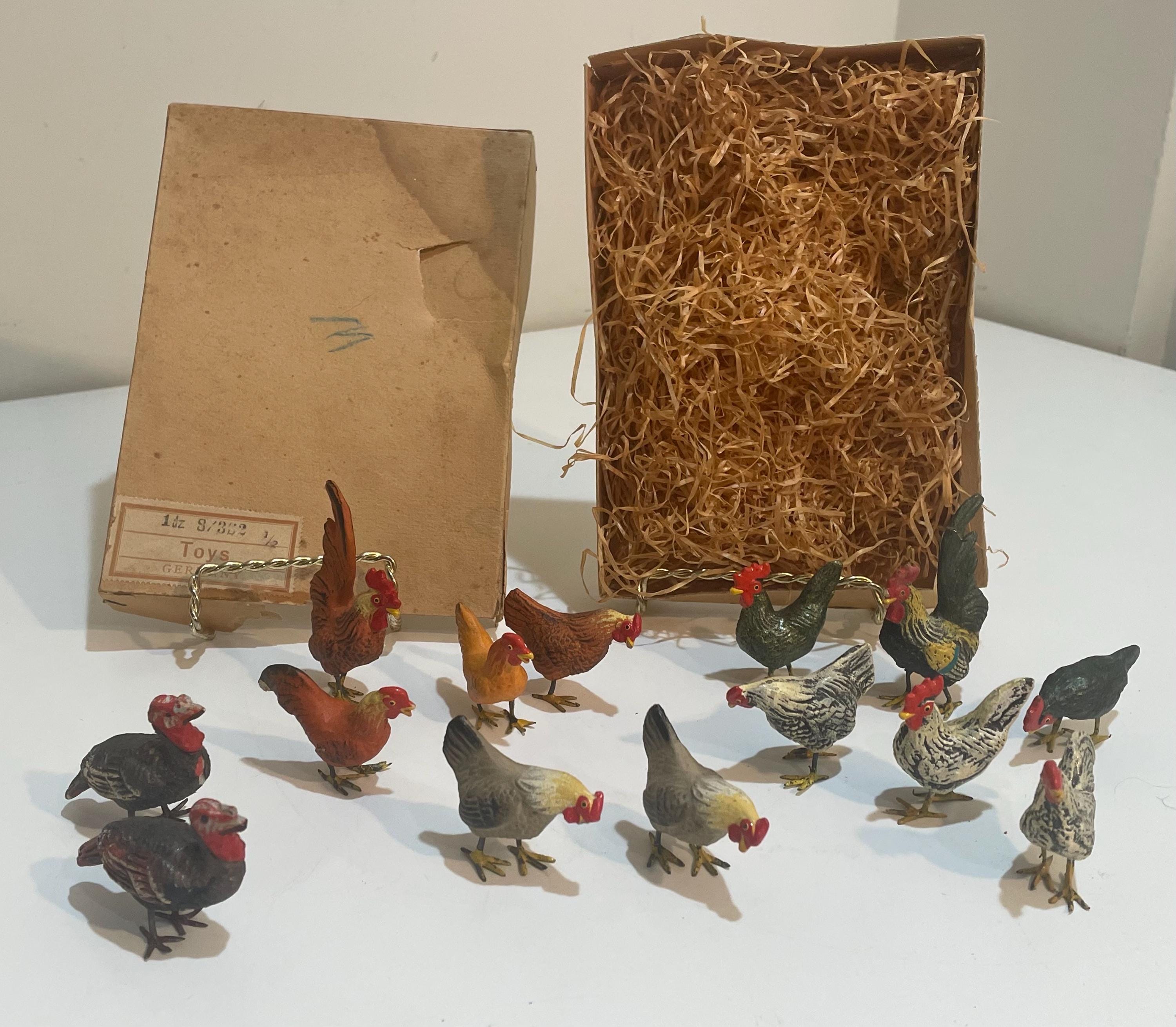 Antique Putz Chickens German Erzgebirge Barnyard Folk Art Farm