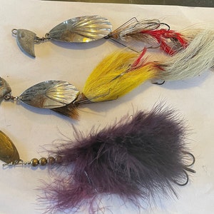 Vintage Pike Musky Spinner Lure, Hand-Tied Fishing Tackle