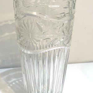 Clear Cut Glass Flower Vase Lead Crystal Heavy Elegant 12” Tall