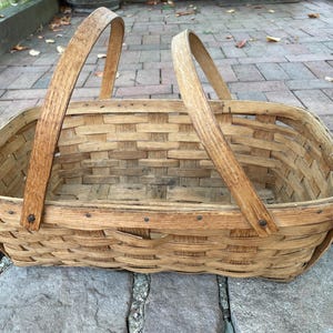 Spalk eiken mand dubbel handvat picknick oogst groot 20 x 13 x 7 inch Made in USA