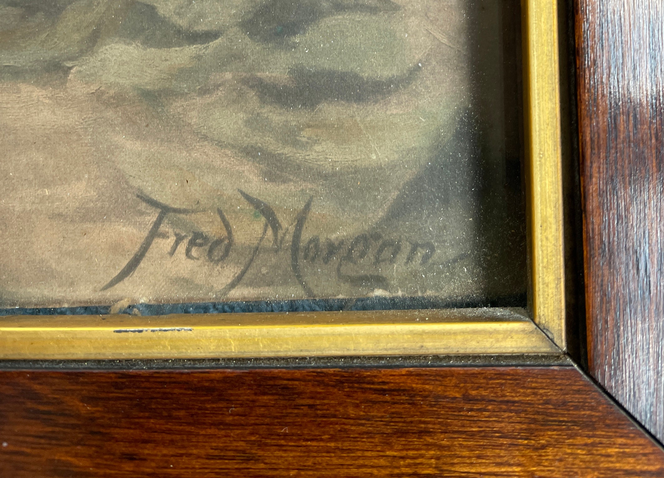 アンティークのフレッド・モーガン・リトグラフ：オリジナルの木製