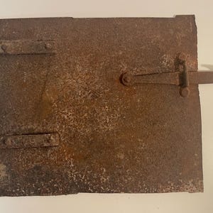 Antique Hand Wrought Iron Door Chimney Oven Hinged Primitive Rustic Decorative
