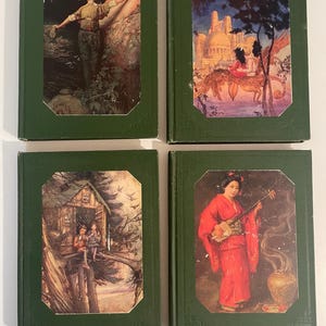 Antique 1920 Boys and Girls Bookshelf 4 Vintage Childrens Hardcover Books Illustrated