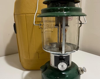 Vintage Coleman Camping Lantern Green Model 220K Dual Mantle W