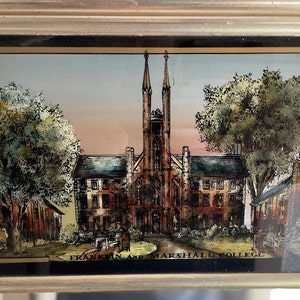Franklin and Marshall College Mirror Reverse Painting on Glass Eglomise Designs Vintage