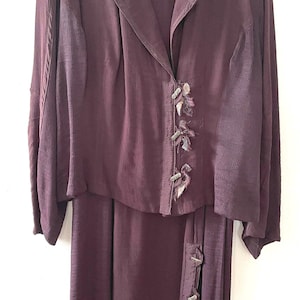 Vintage Edwardian Style Ladies Skirt Jacket Aubergine Suit Downton Abbey Titanic
