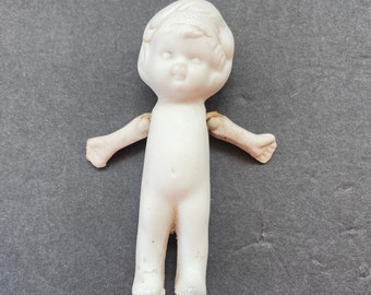 Antike Biskuit Flapper Puppe 3 1/2" Porzellan Gelenk Japan Vintage 1920er Jahre