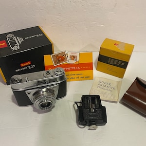 Vtg Kodak Camera Retinette IA Reomar 45mm 2.8 Ektamite Flasholder Original Boxes