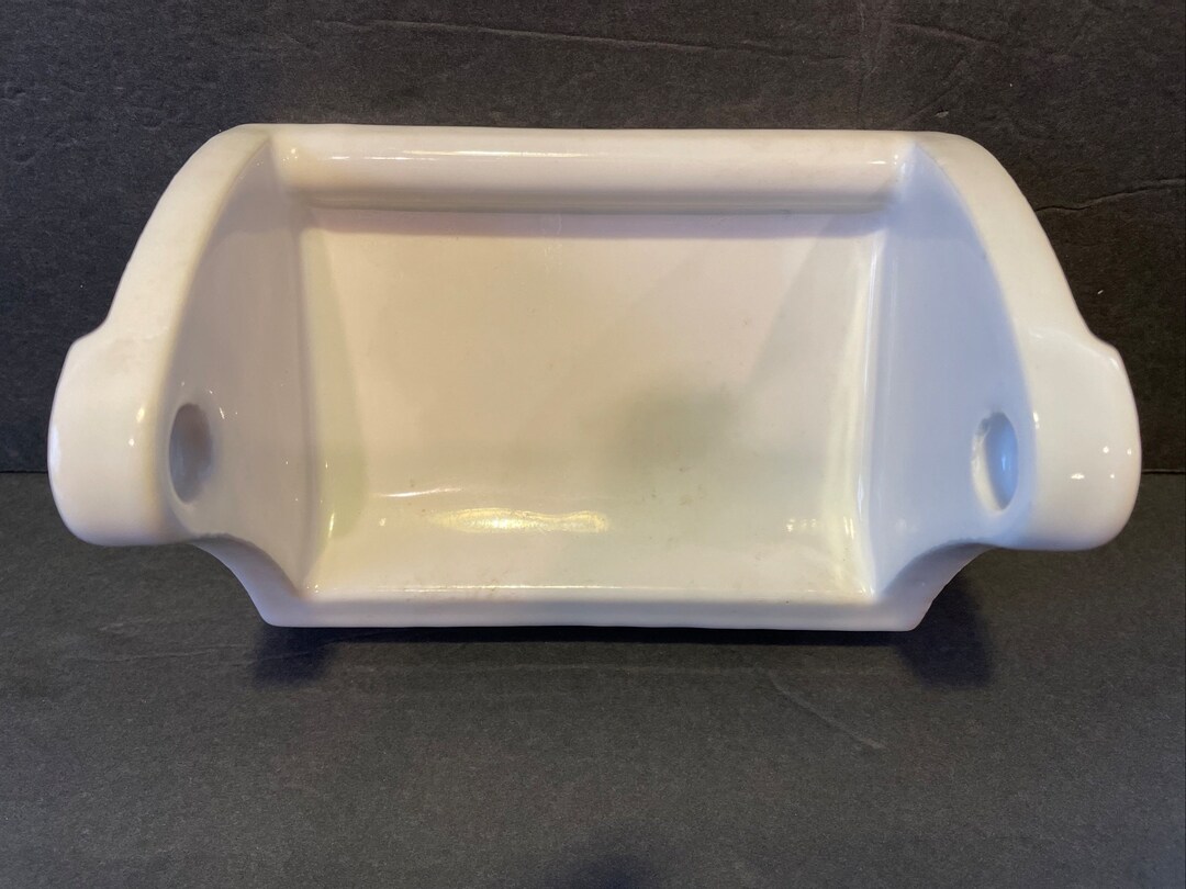 White Porcelain Toilet Paper Holder Vinage Bathroom Fixture Etsy