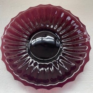 Amethyst Purple Glass Bowl Vintage Beautiful Art Glass Scalloped Decorative Dish Large 10&quot;