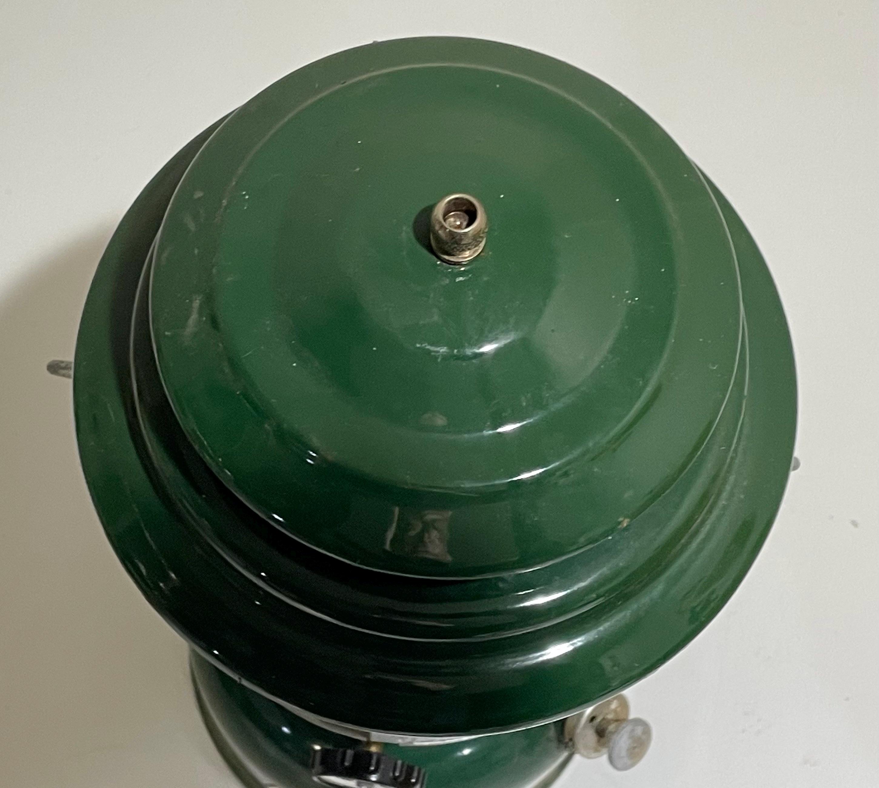 Vintage Coleman Camping Lantern Green Model 220K Dual Mantle W