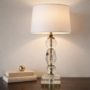 Vintage Stacked Glass Table Lamp  Glass Base Art Deco Hollywood Regency MCM