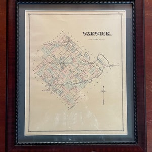 Antique Map Warwick Township Bucks County PA 1876 Original Framed Matted Vintage Print