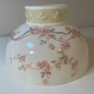 Vintage Milk Glass Hurricane Parlor Lamp Shade Floral Cherub Replacement 8&quot; Fitter