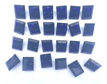 Ensemble de 4 bijoux prismes en verre bleu pour lustre antique, cristaux attrape-soleil
