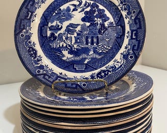 Antique Blue Willow Plates 9&quot; Bennett Blue Willow Ware Blue And White Porcelain China