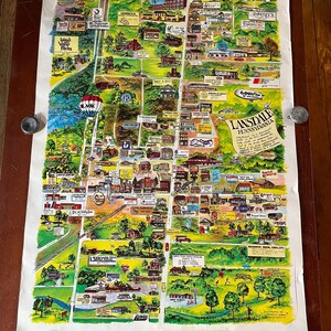 Vtg Map Lansdale PA 1985 Illustrated Cartoon Map of Businesses Art Poster Retro