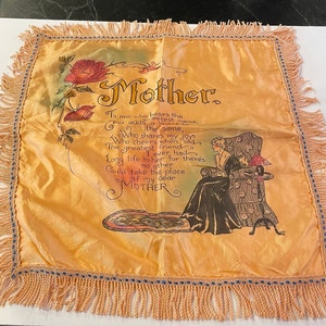1950s Satin pillow case Mother Poem Pillow Vintage Gift for Mom Mother&#39;s Day
