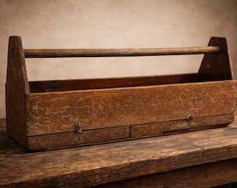 Antique Oak Wooden Engineers Toolbox / Tool Box / Collectors