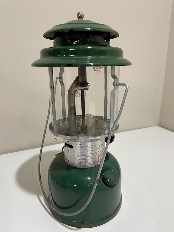 Vintage Coleman Camping Lantern Green Model 220K Dual Mantle W