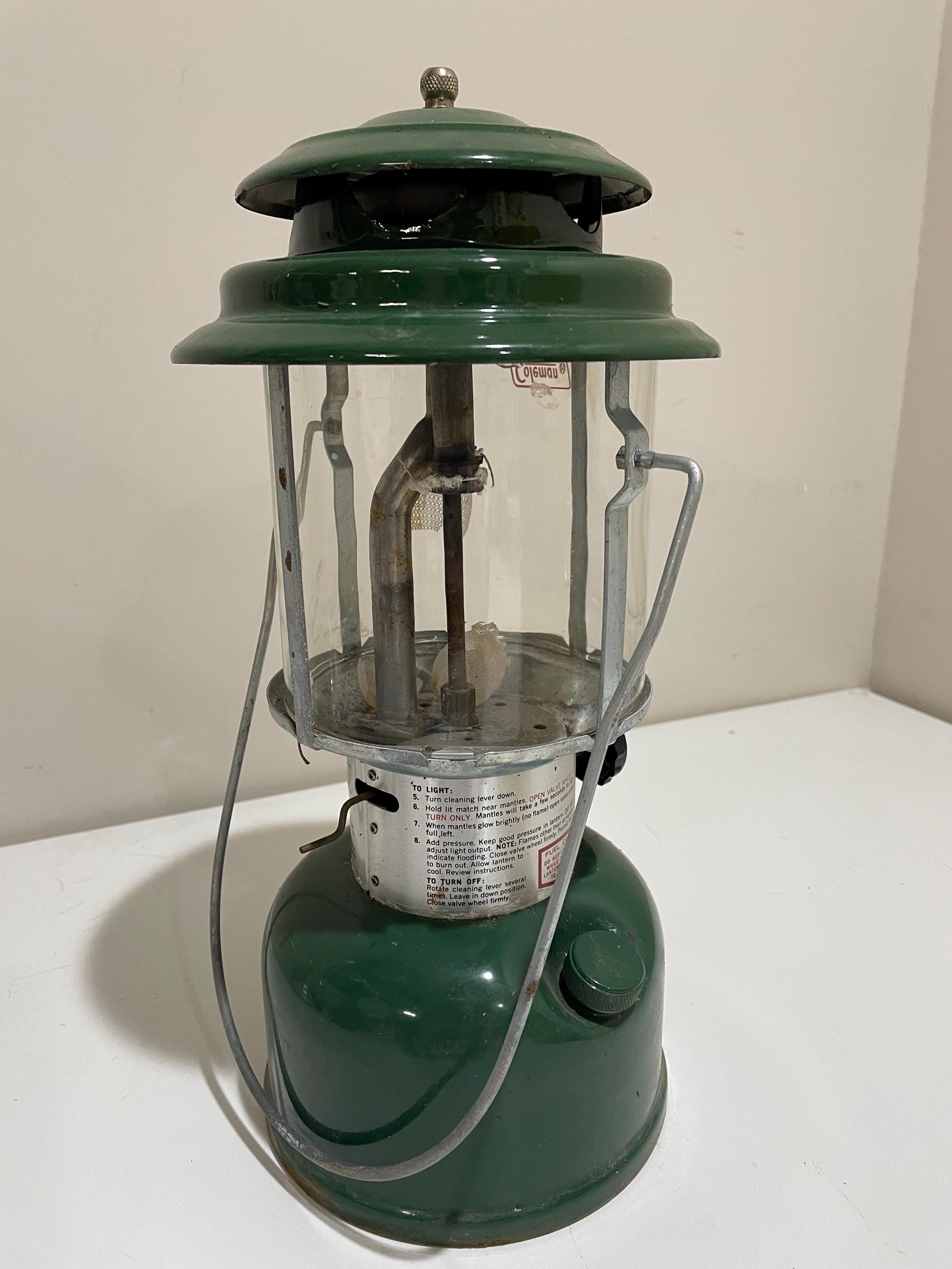 Vintage Coleman Camping Lantern Green Model 220K Dual Mantle W