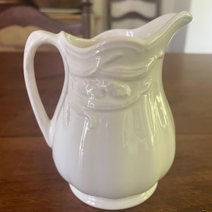 Vintage Ironstone Creamer Pitcher Royal Crownford England White Wheat Pattern