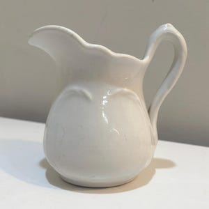 White Ironstone Pitcher 6&quot; Tall
