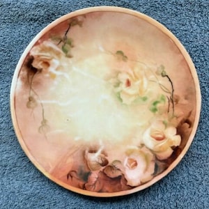 Antique Plate Handpainted Roses Porcelain Bavaria Germany UNO Favorite Pink Plate