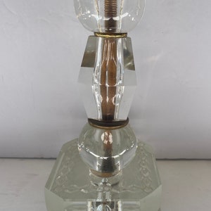 Vintage Stacked Glass Table Lamp  Glass Base Art Deco Hollywood Regency MCM