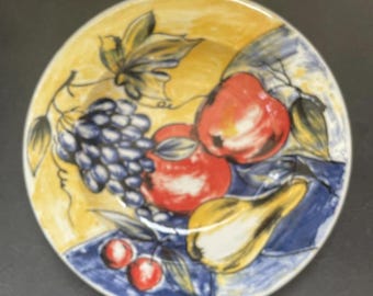 Hand Painted Italian Pottery Bowls: Fruit Design, Pier 1 Vintage